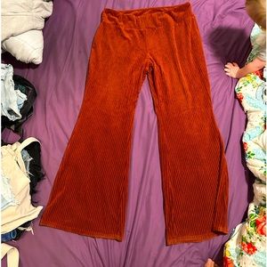 Rust corduroy wide leg stretch pants